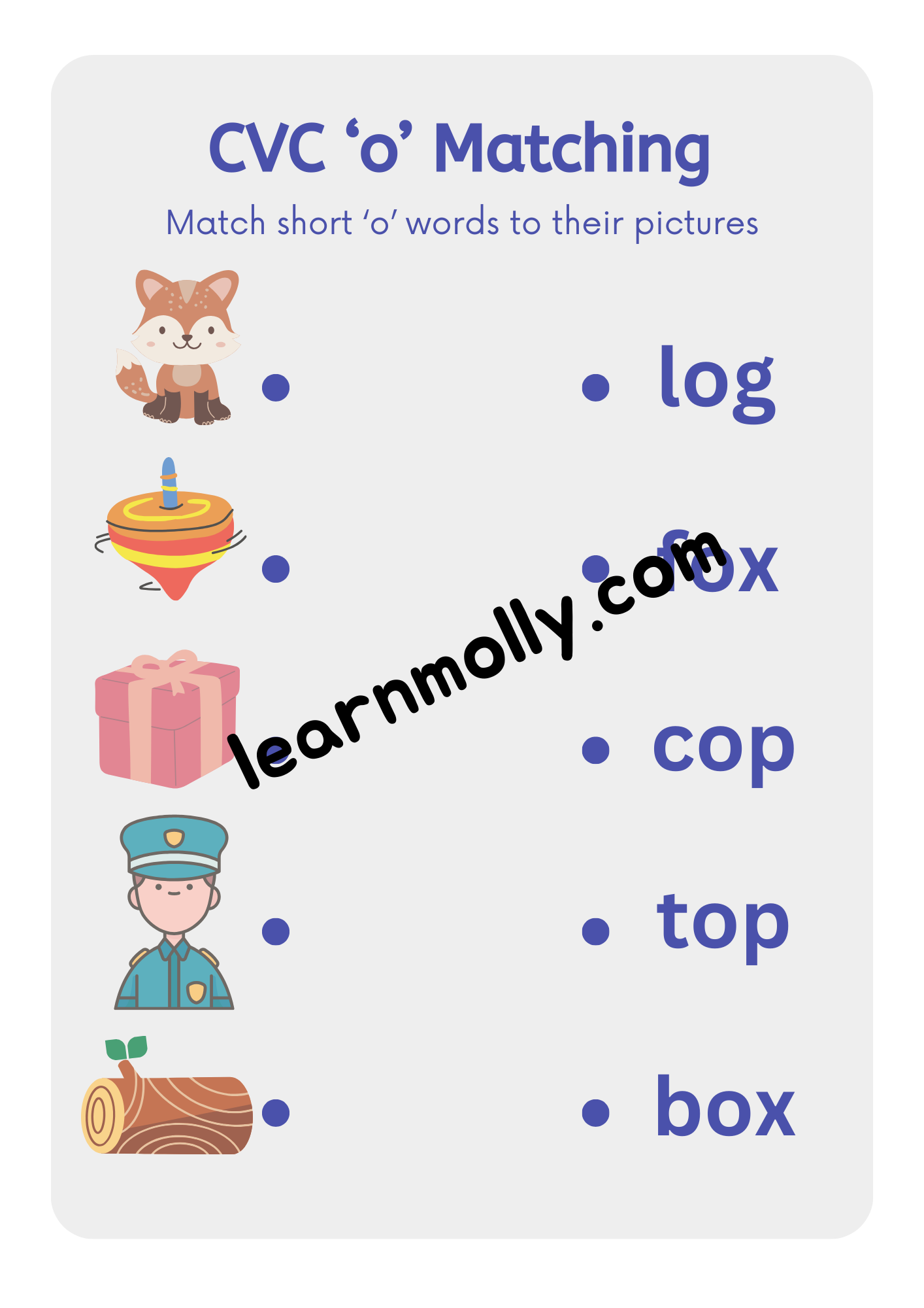 Cvc Short Vowel 'o' Matching Worksheets – Ask Molly