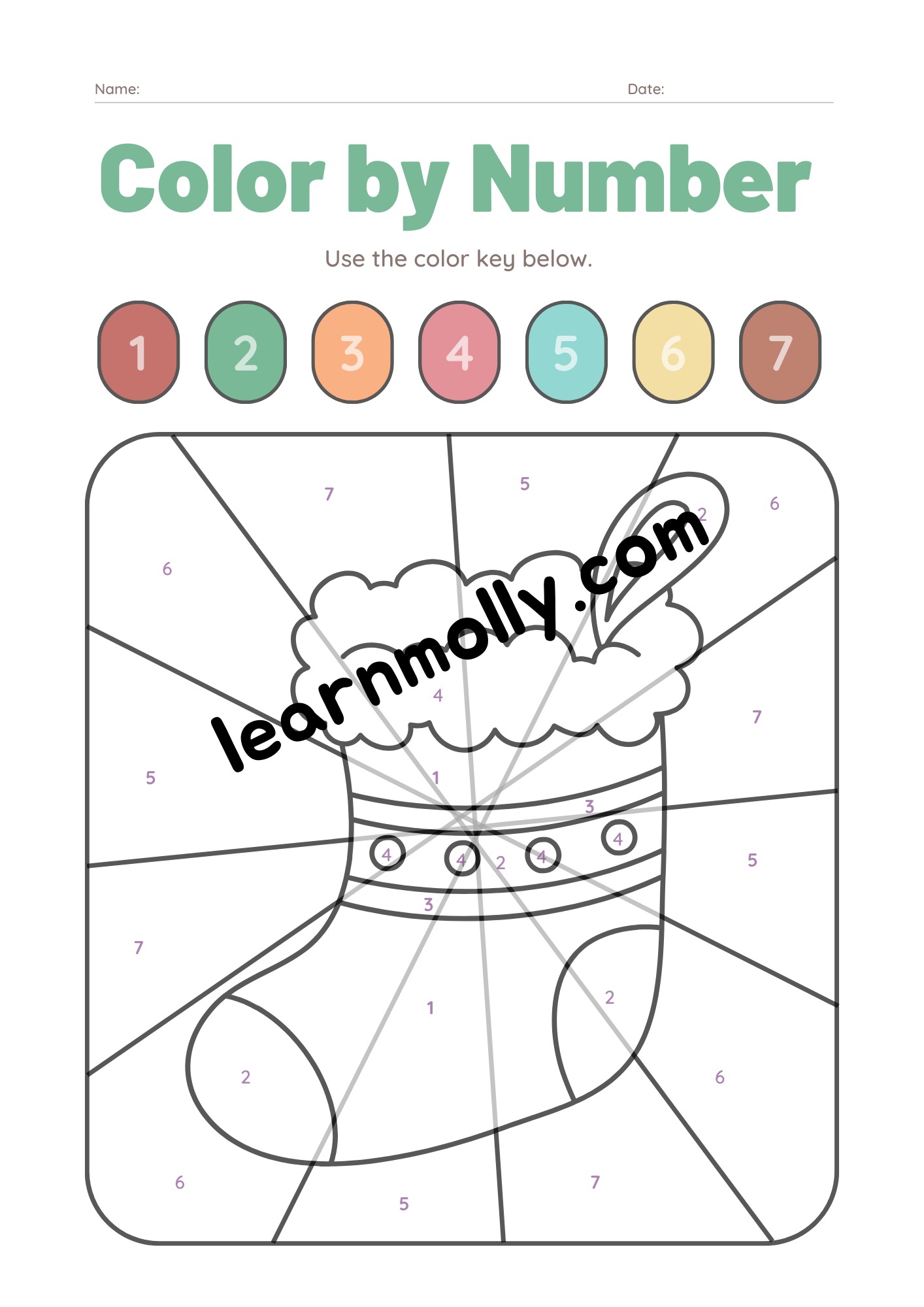 Colour by Number Worksheets