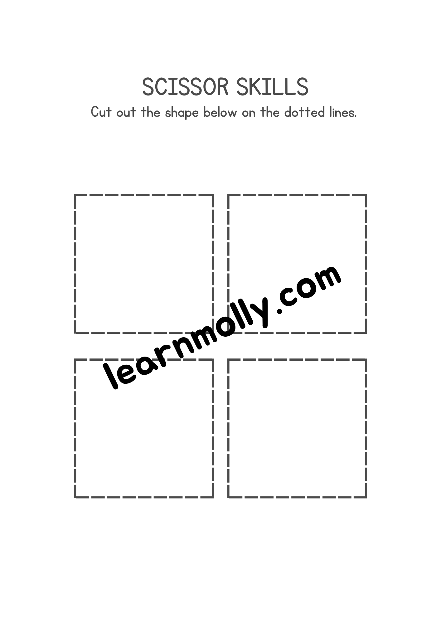 Scissor Skill Worksheet- Shapes