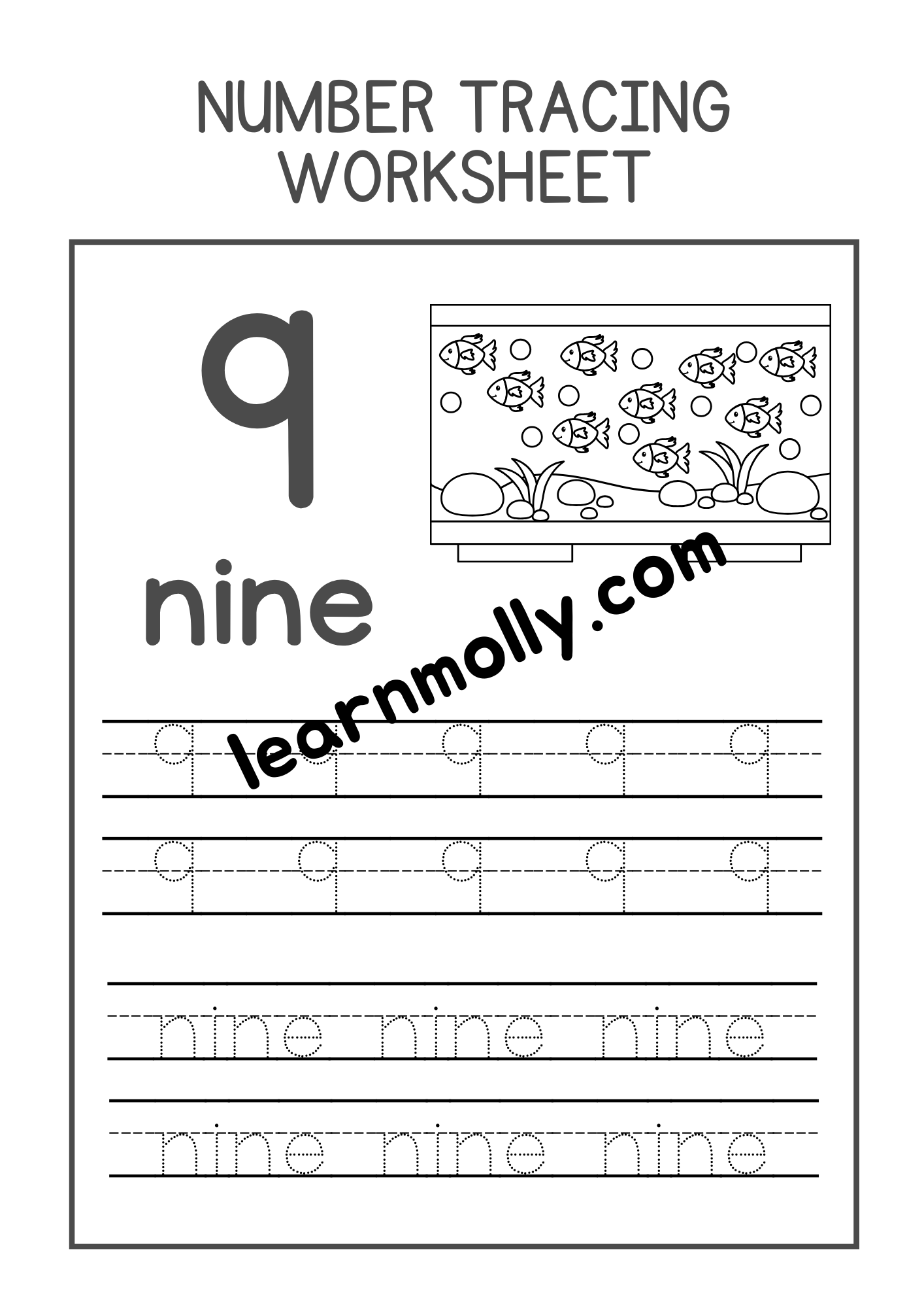 Number and Number Names Tracing Worksheets