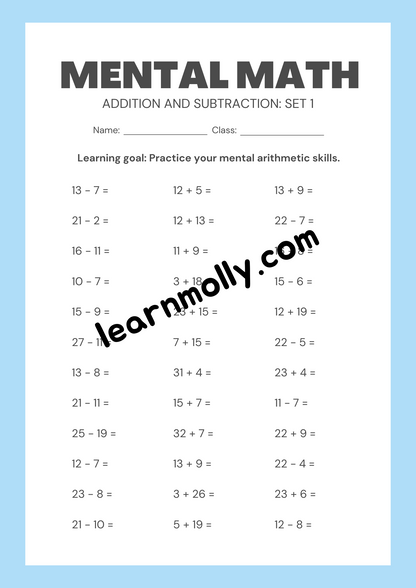 Simple Maths Worksheets