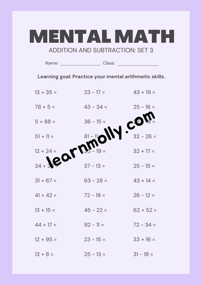 Simple Maths Worksheets