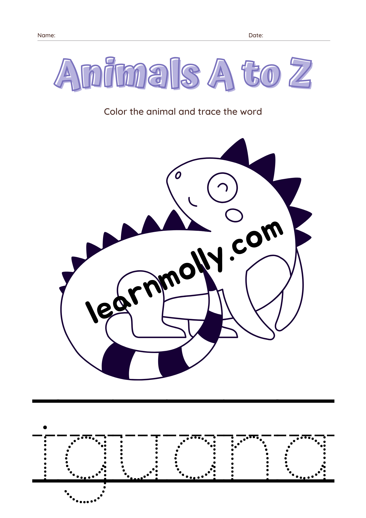 Alphabet Words Worksheet- Animals