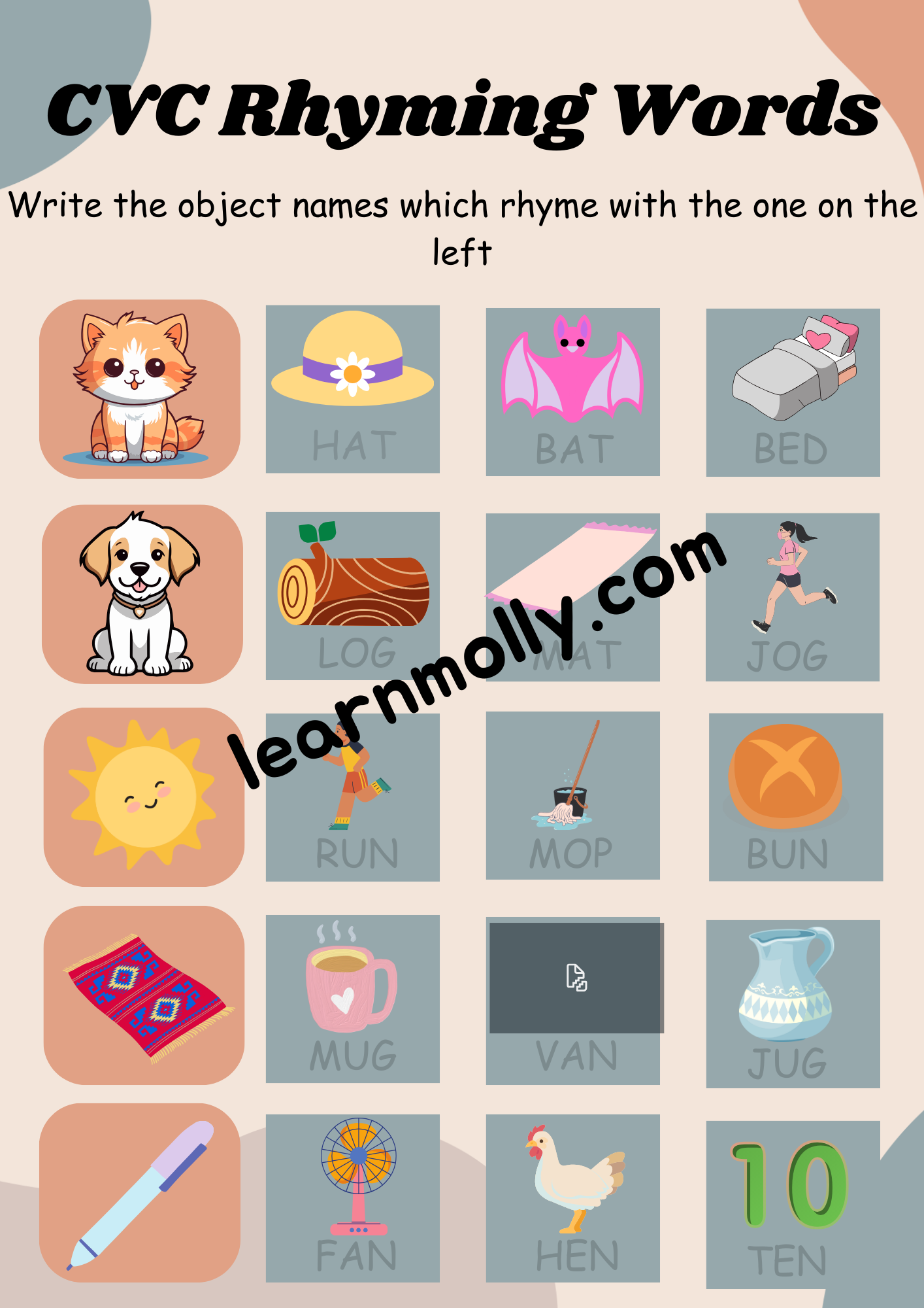 CVC Rhyming Words Worksheet Ask Molly