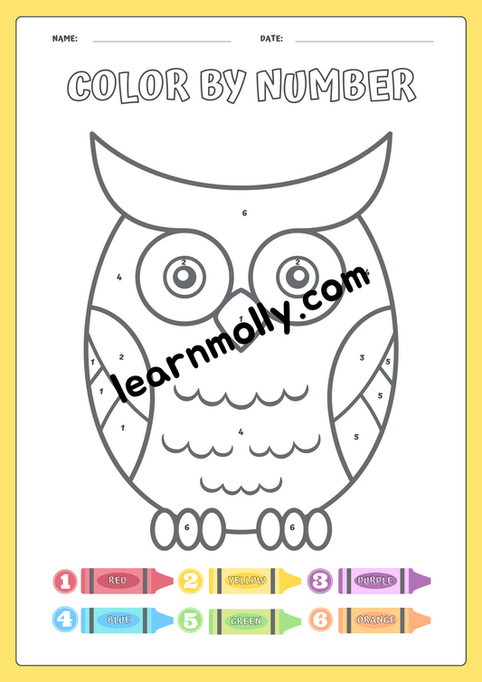 Colour by Number Worksheets