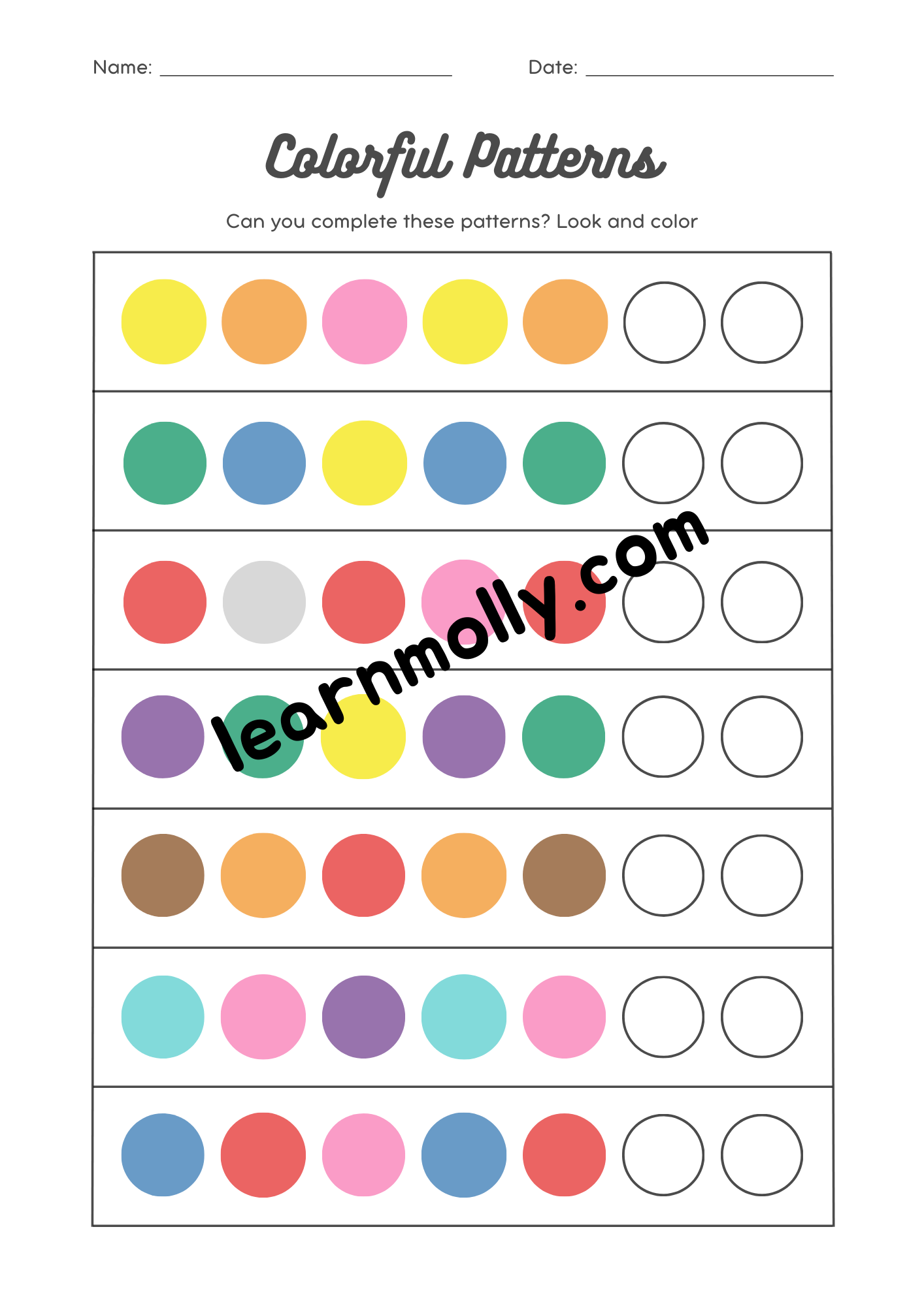 Fun worksheets- Pattern