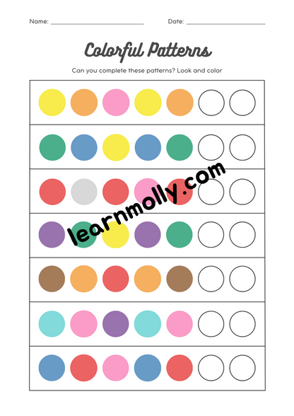 Fun worksheets- Pattern