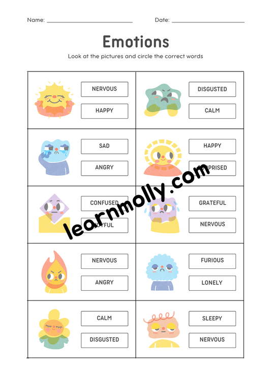 Emotions Worksheet