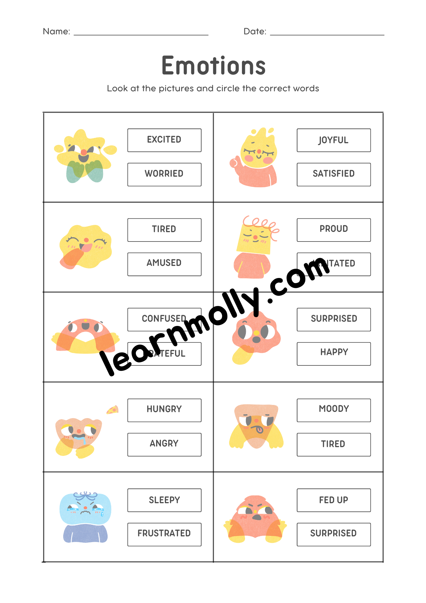 Emotions Worksheet