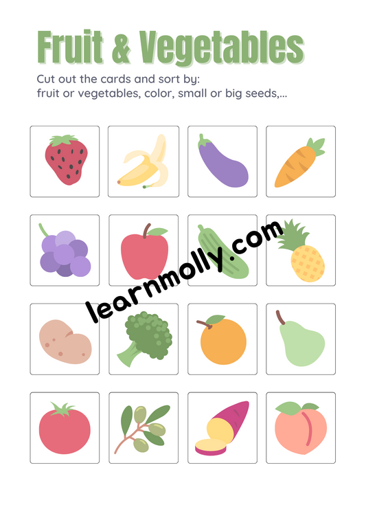 Sort Fruits & Vegetables Worksheet