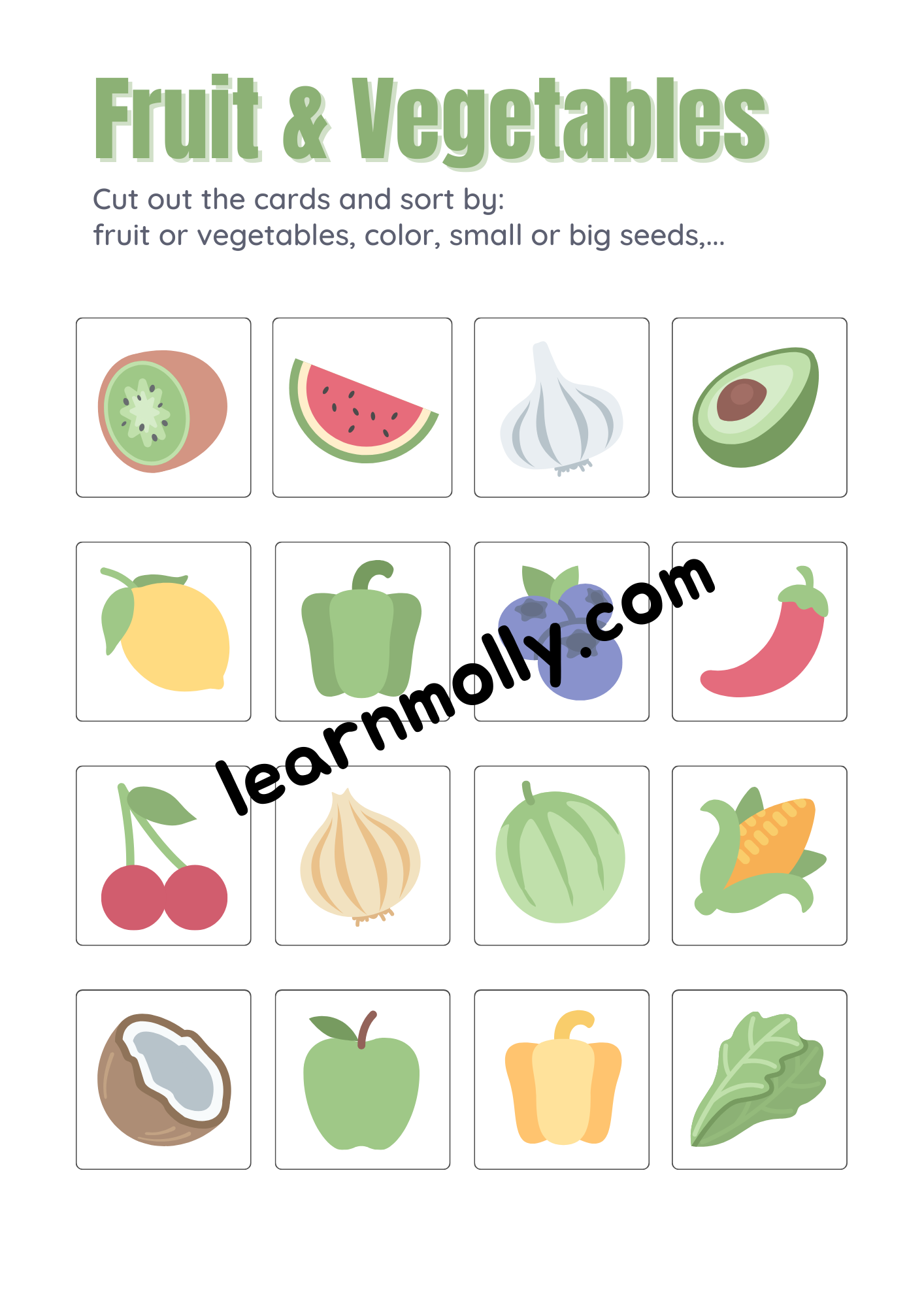 Sort Fruits & Vegetables Worksheet