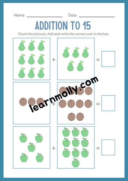 Kindergarten Addition Workbook